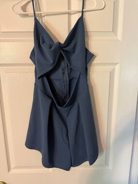 Windsor Navy Bow-Front Spaghetti Strap Romper